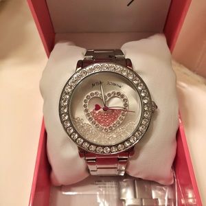 Betsey Johnson Silver Heart Watch